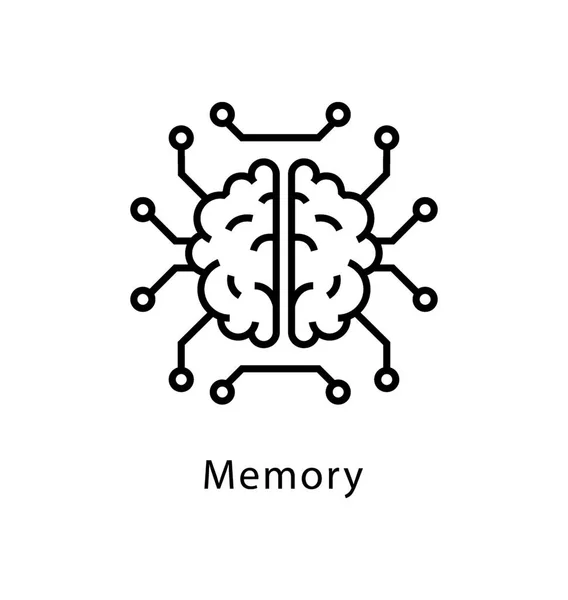 Icône Ligne Vectorielle Mémoire — Image vectorielle