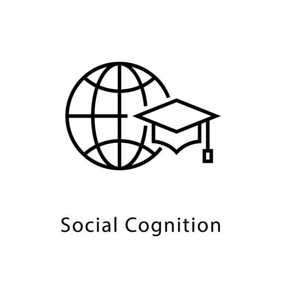 Icône Ligne Vectorielle Cognition Sociale — Image vectorielle