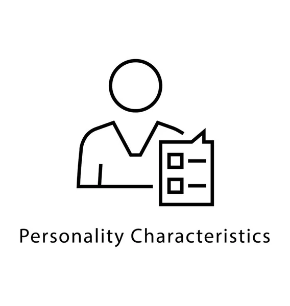 Personalidad Características Línea Vectorial Icono — Vector de stock