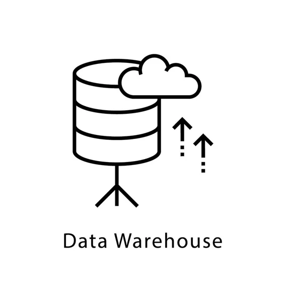 Data Warehouse Vector Line Ícone — Vetor de Stock
