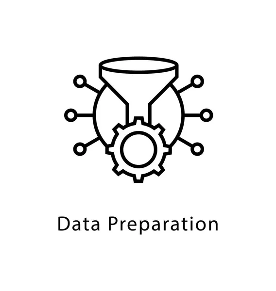 Preparación Datos Vector Line Icon — Vector de stock