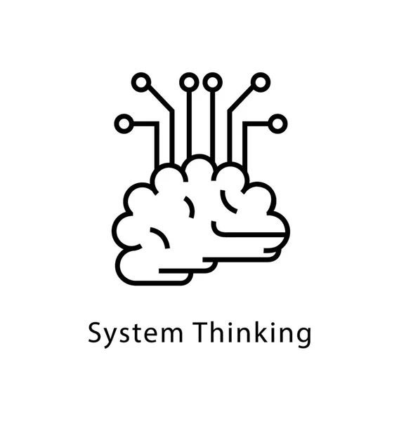 Икона Векторной Линии Системного Мышления — стоковый вектор