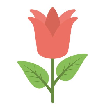 Bir güzel kırmızı çiçek düz vektör simgesi