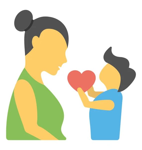 Uma Criança Apresentando Coração Para Sua Mãe Crianças Adoram Ícone — Vetor de Stock