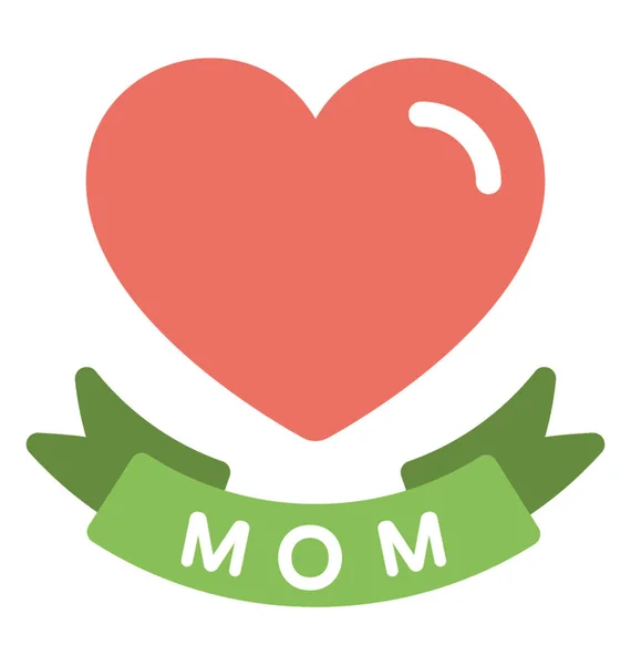 Icono Diseño Plano Mamá Corazón Tatuaje — Vector de stock