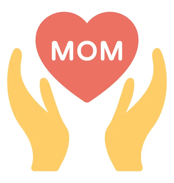 Maman Coeur Dans Les Mains Protection Icône Vectorielle Plat — Image vectorielle