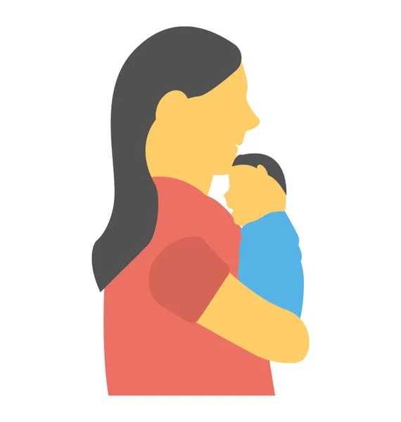 她手里抱着婴儿的女人的扁平图标 — 图库矢量图片