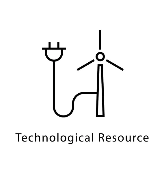 Icono Línea Vectores Recursos Tecnológicos — Vector de stock