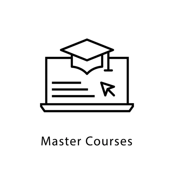 Master Cursos Vector Icono Línea — Vector de stock