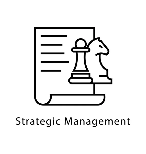 Gestão Estratégica Vector Line Icon — Vetor de Stock