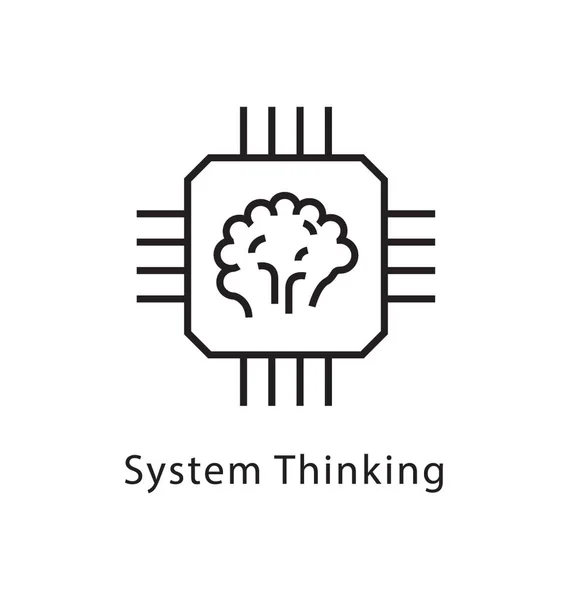 System Denkt Vektor Linie Symbol — Stockvektor