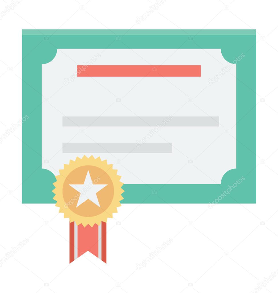 Certification Colored Vector Icon