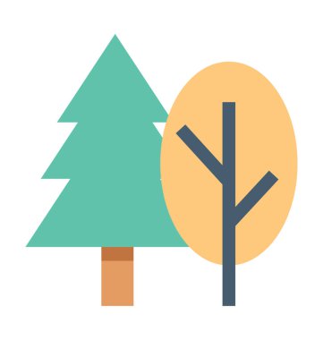 ağaçlar düz vektör simgesi 