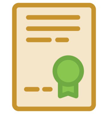 Sertifika düz vektör simgesi