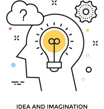 fikir düz vektör simgesi 