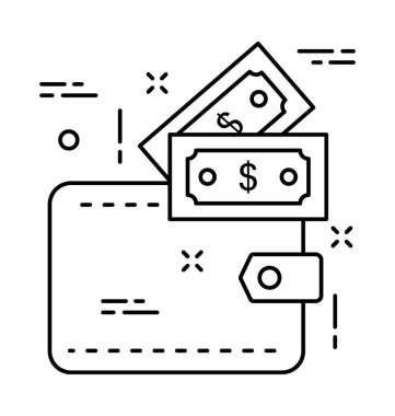 cüzdan çizgisi vektör simgesi