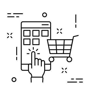 çevrimiçi alışveriş vektörü simgesi