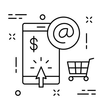 Mobil alışveriş vektör simgesi