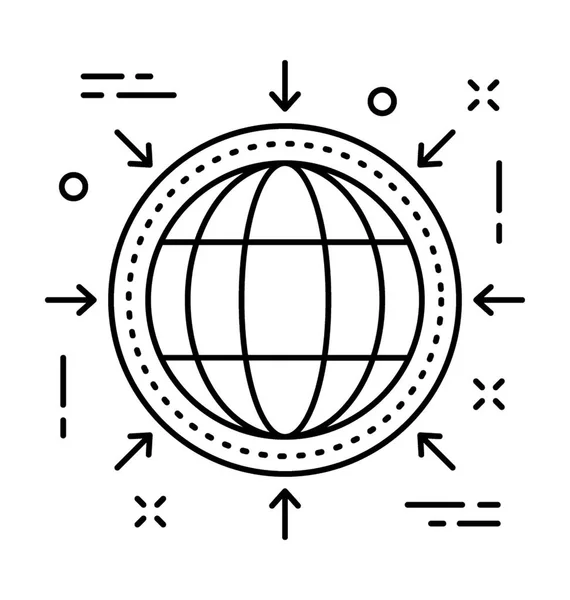 Linea Globe Icona Vettoriale — Vettoriale Stock