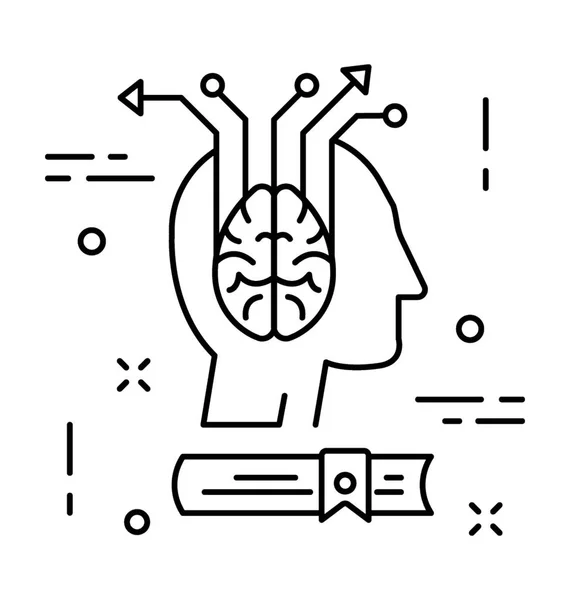 Brain Line Vector Icon — Stock Vector