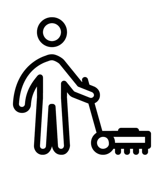 Janitor Line Vector Icon — Stock Vector