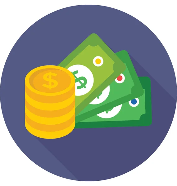 Cash Platta Vektor Icon — Stock vektor