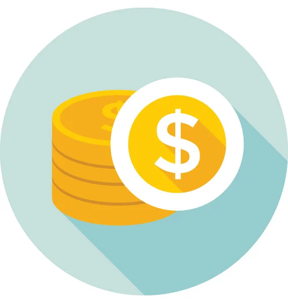 Dollar Munten Vector Pictogram — Stockvector