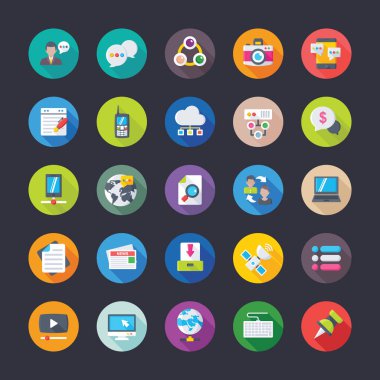 Ağ iletişim düz simgeler paketi