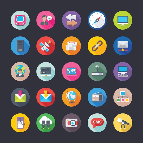 Renkli düz vektör Set ağ iletişim