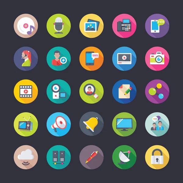 Ağ ve iletişim düz Vector Icons Set