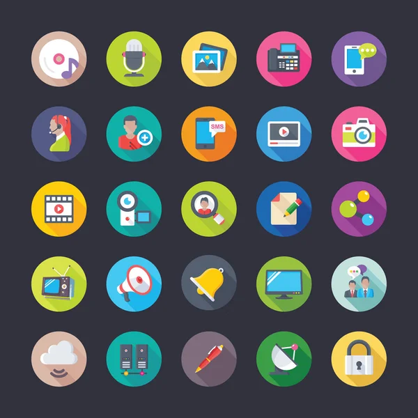 Conjunto Iconos Vectores Planos Redes Comunicaciones — Archivo Imágenes Vectoriales
