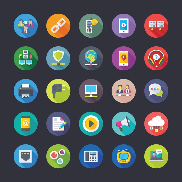 Ağ ve iletişim düz Icons Set