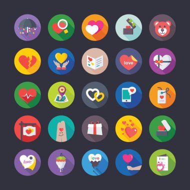 Sevgi ve Sevgililer yaratıcı düz simgeler