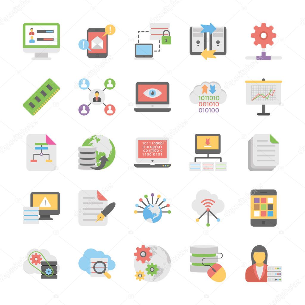 Cloud Computing Coloured Vector Icons Collection