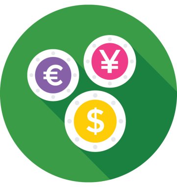 Para birimi düz vektör simgesi