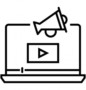 video pazarlama vektör simgesi 