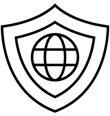 Küresel güvenli kalkan vektör simgesi
