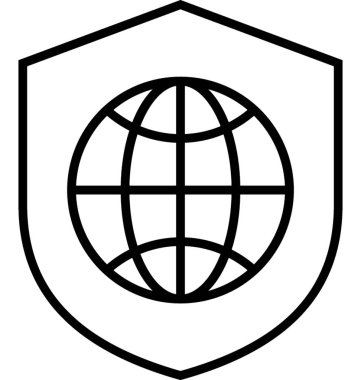 Küresel güvenli kalkan vektör simgesi 