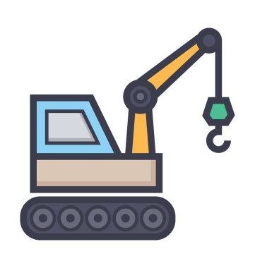 Beton buldozer illüstrasyon renkli