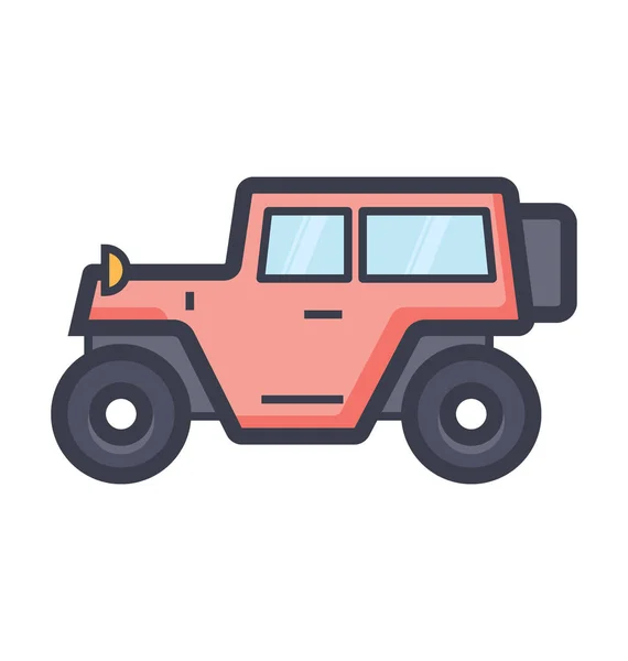 Jeep Plana Ilustración Colores — Archivo Imágenes Vectoriales