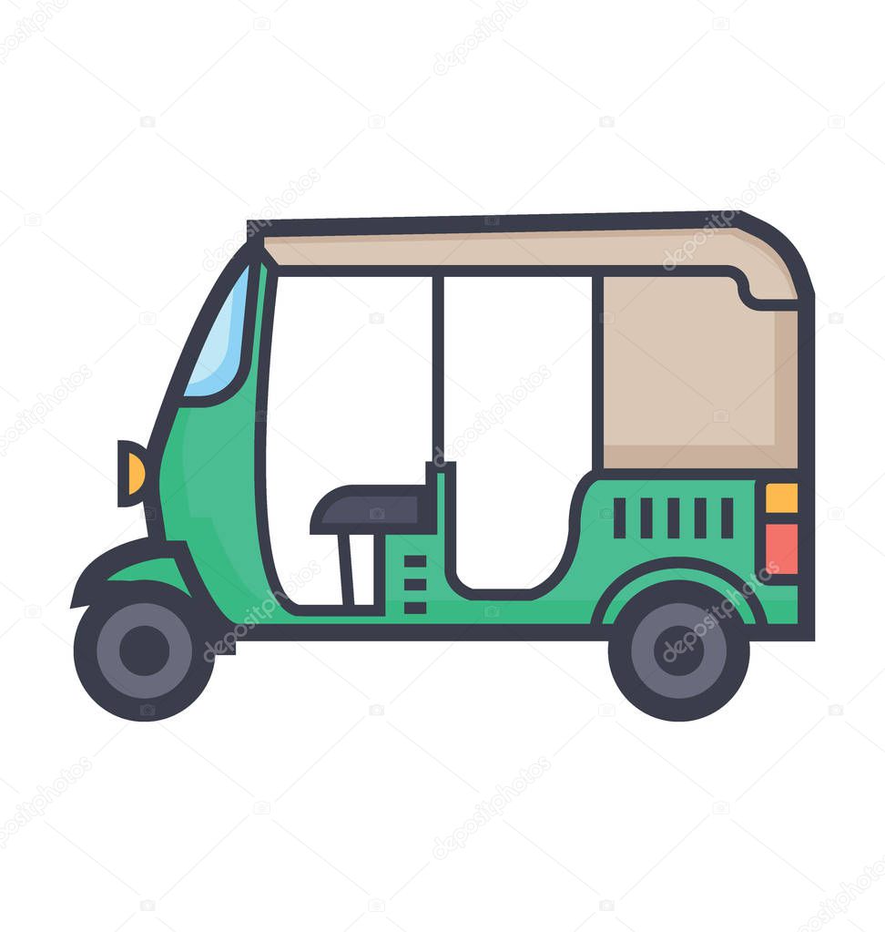 Auto Rickshaw Colored Illustration