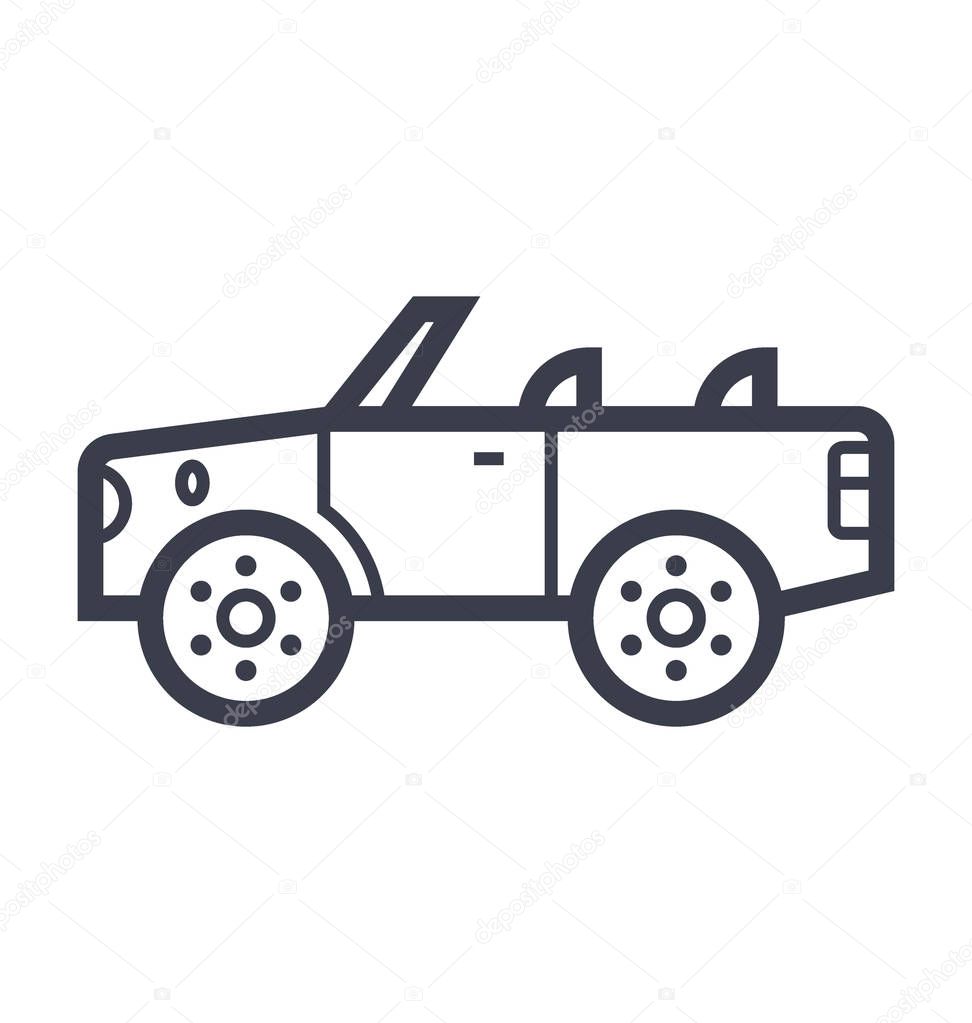 Roofless Car Smooth Line Illustration