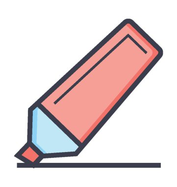 Fosforlu kalem düz vektör simgesi