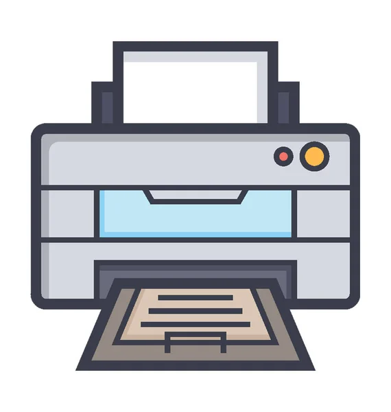 Impresora Plana Vector Icono — Vector de stock