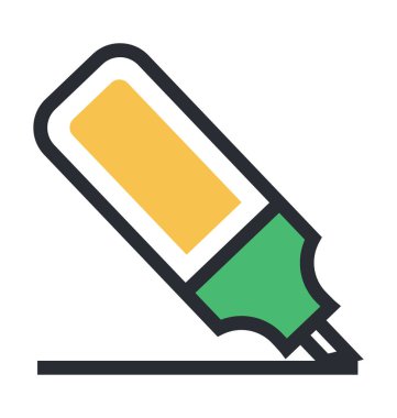 Fosforlu kalem düz vektör simgesi