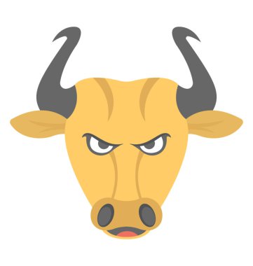 Düz vektör simgesi tasarım burç Boğa temsil eden bir kızgın boğa yüz