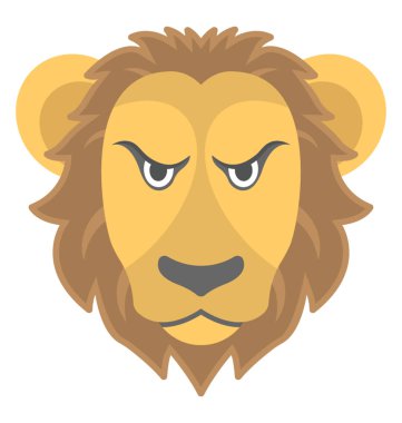 Bir aslan yüz, leo Zodyak işareti gösteren düz vektör simgesi tasarım