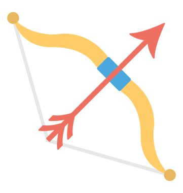 Ok ve yay, düz vektör simgesi tasarım yay