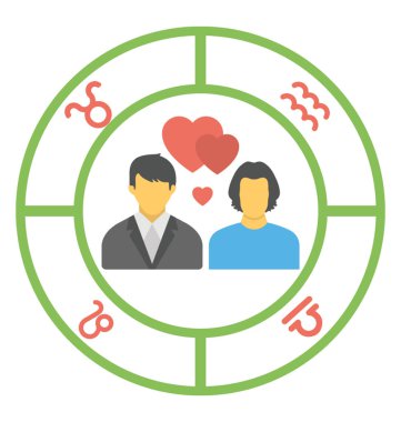Düz vektör simgesi tasarım Aşk Astroloji