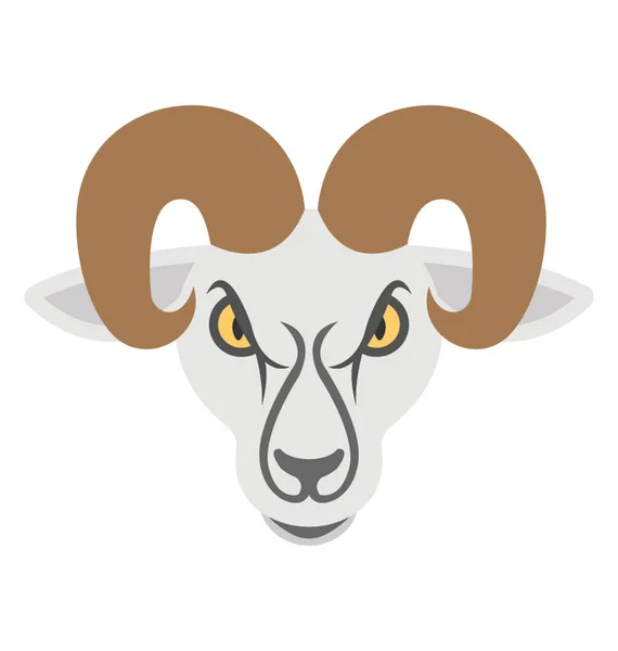 Flat Vector Icon Design Ram Head Symbolising Aries Zodiac Sign — Stock Vector